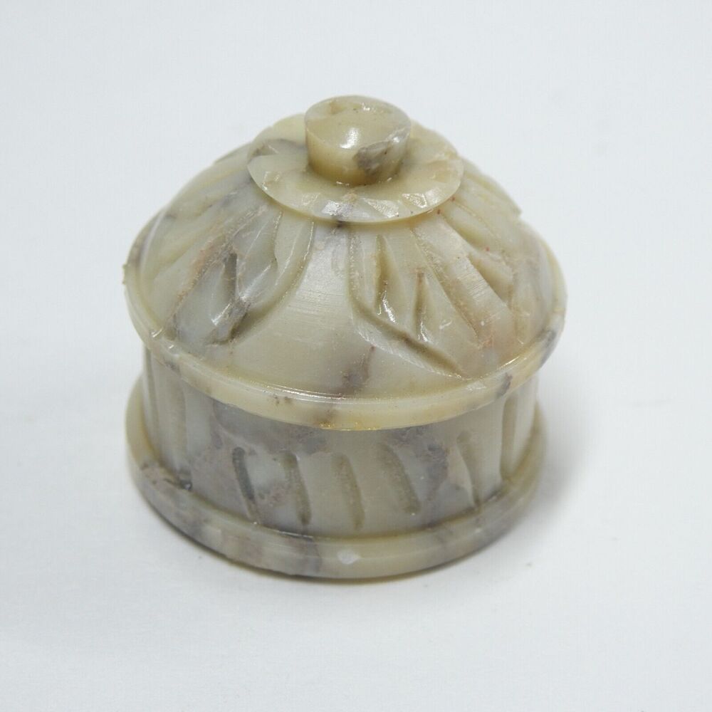 Carved Soapstone Stone Trinket Box Miniature Tiny Vintage